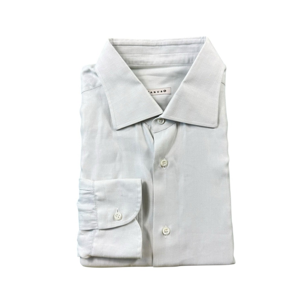 Caruso Light Gray Cotton Men's L/S Button Front Size 16.5/42 Mint
